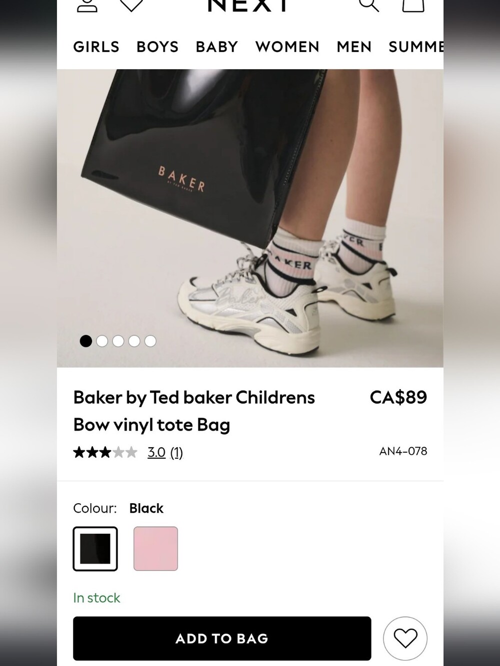 Ted Baker Black Patent Vinyl Tote Bag with Metallic Bow Accent GUC - Picture 7 of 7